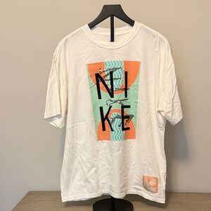 Nike White T-Shirt with Orange and Teal Graphic